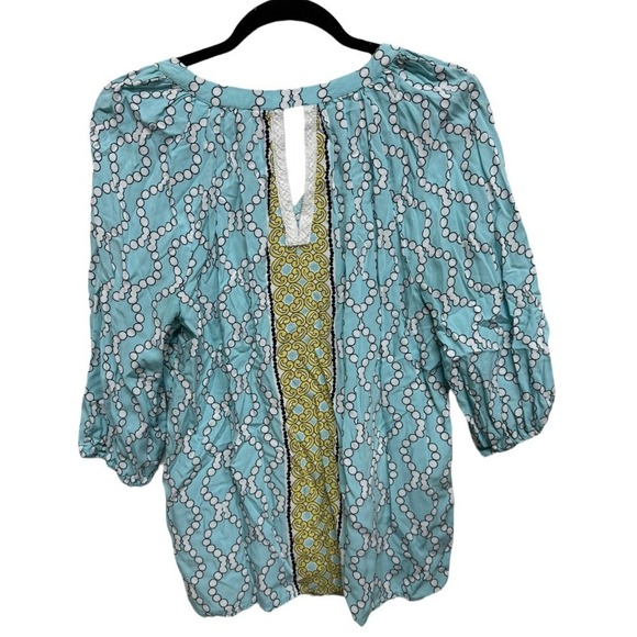 Crown & Ivy Boho Peasant Blouse – Size Small – Vibrant Print & Lace Trim - Picture 3 of 6